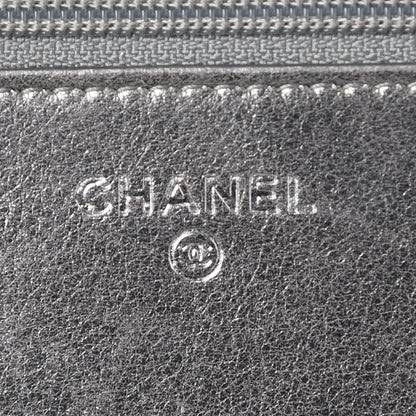 Chanel Metallic Calfskin Quilted Boy Wallet On Chain WOC Silver 6 of 10