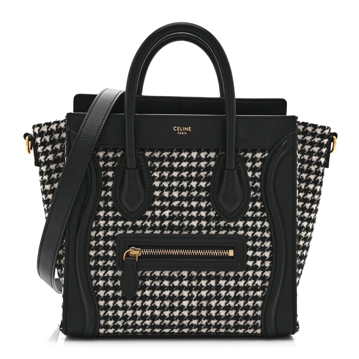 Canvas Calfskin Nano Luggage White Black