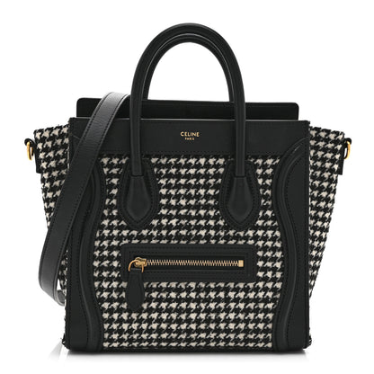 Celine Canvas Calfskin Nano Luggage White Black 1 of 11