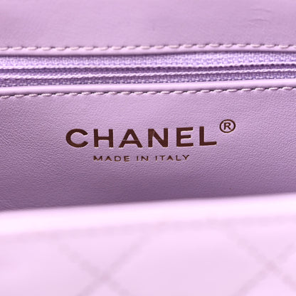 Chanel Shiny Aged Calfskin Quilted Nano Kelly Shopper Lilac 6 of 11