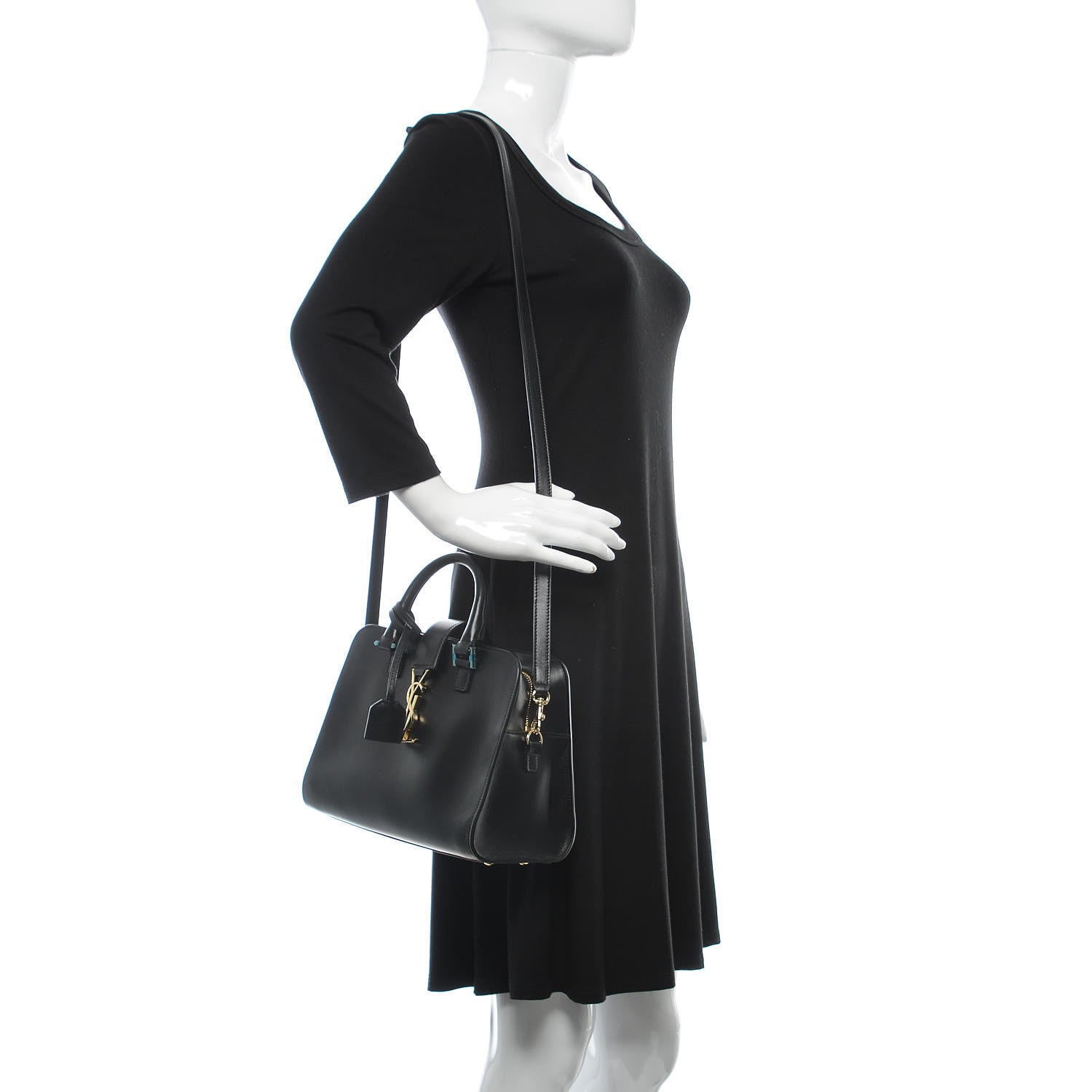 Saint Laurent Calfskin Monogram Baby Cabas Black 2 of 9