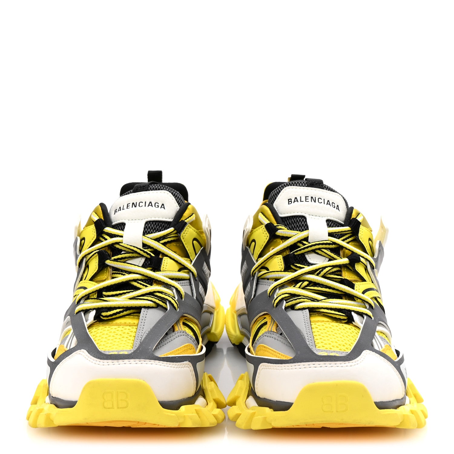 Balenciaga Mesh Nylon Womens Track Sneakers 39 Jaune Black White 3 of 8
