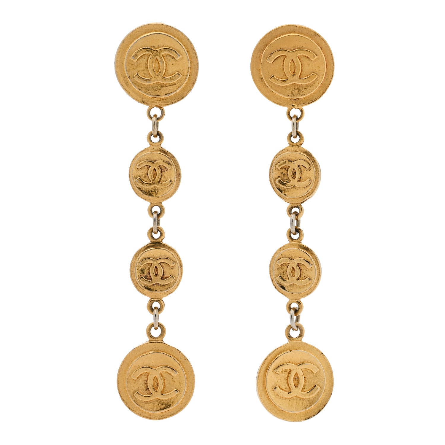 Chanel Metal CC Medallion Clip On Earrings Gold 1 of 4