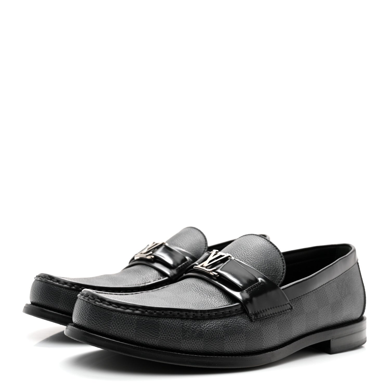 Louis Vuitton Damier Graphite Calfskin Mens Major Loafers 8 3 of 10