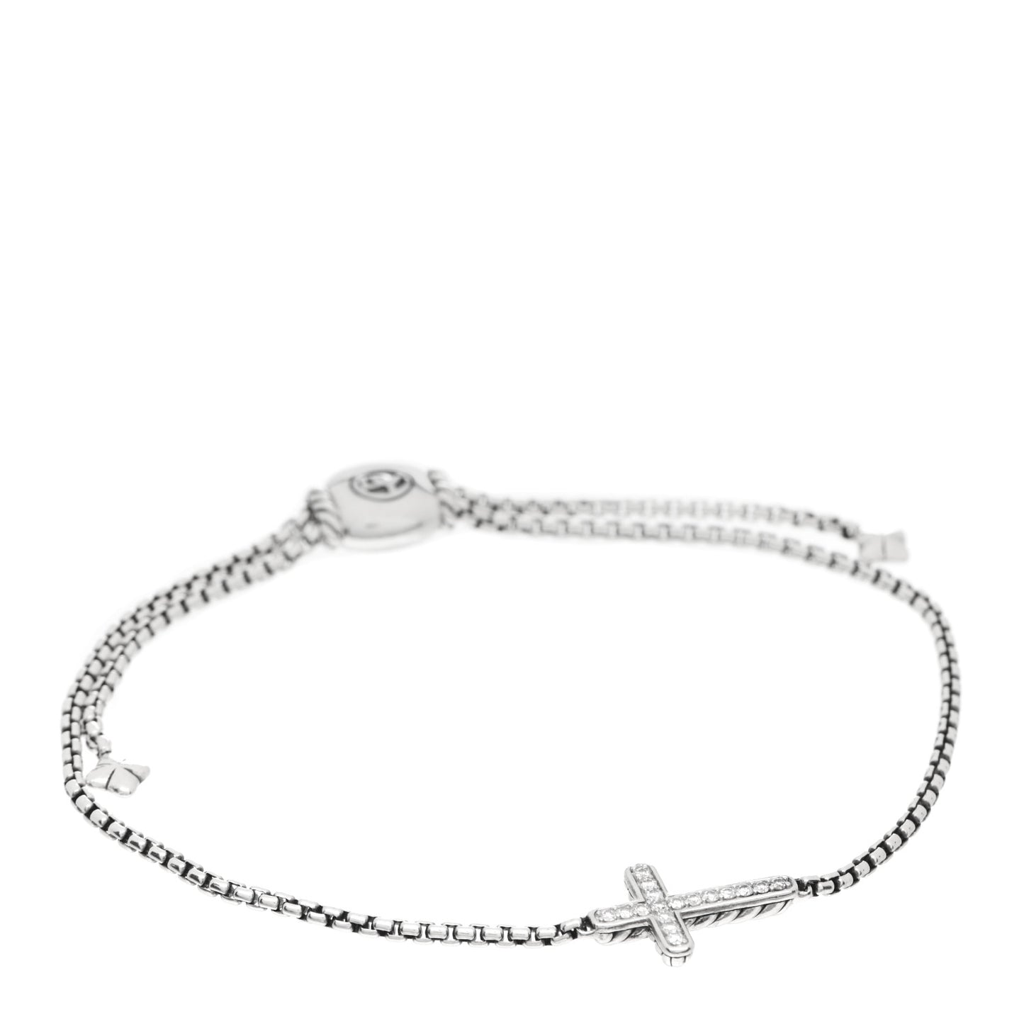 Sterling Silver Diamond Petite Pave Cross Bracelet