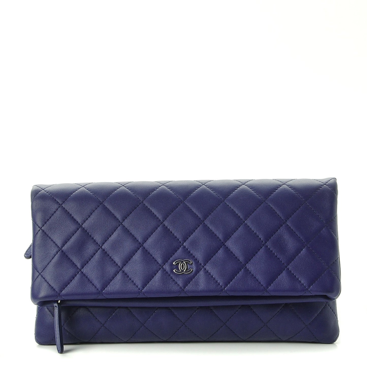 Lambskin Quilted CC Beauty Clutch Blue