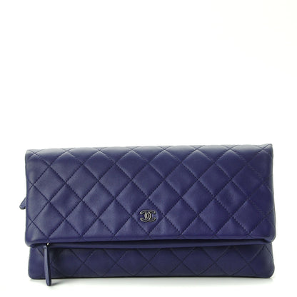 Chanel Lambskin Quilted CC Beauty Clutch Blue 1 of 8