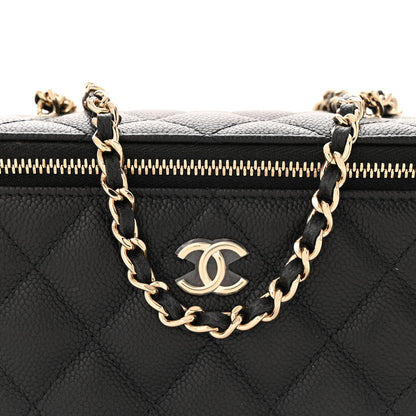 Chanel Caviar Quilted Small Tiny CC Vanity Case With Chain Black 8 of 15