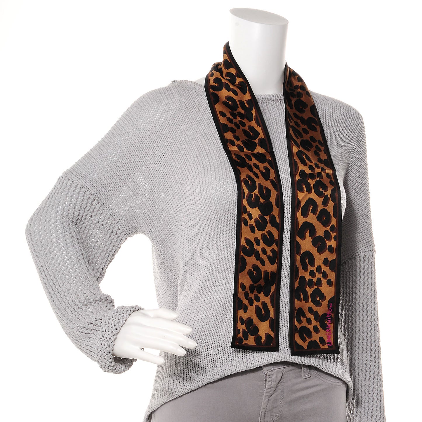 Silk Leopard Bandeau Scarf Marron