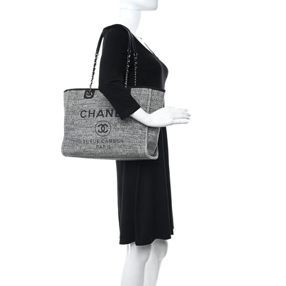 Chanel Canvas Small Deauville Tote Charcoal 2 of 9
