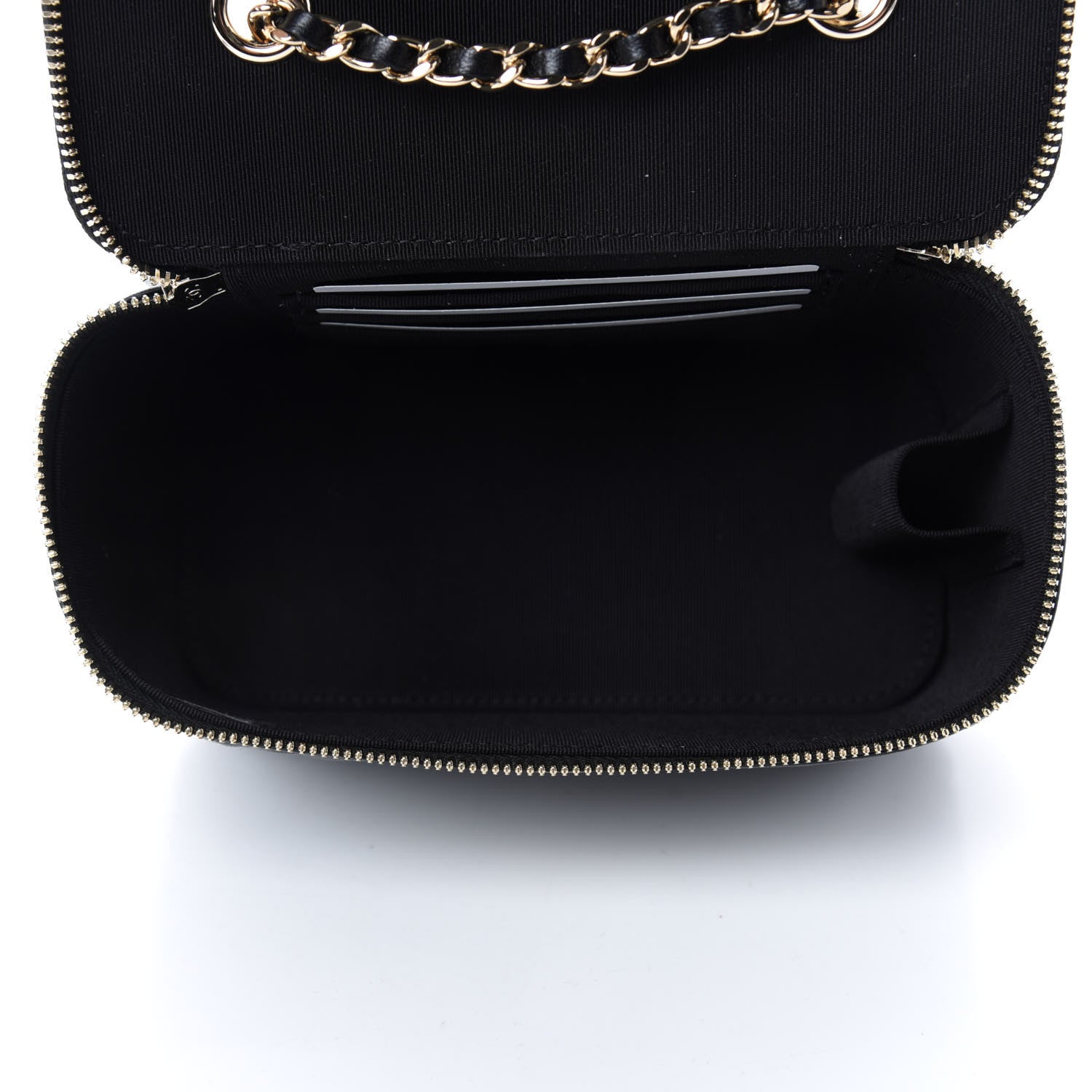 Chanel Lambskin Camellia Embossed Small Vanity Case With Chain Black 5 of 11