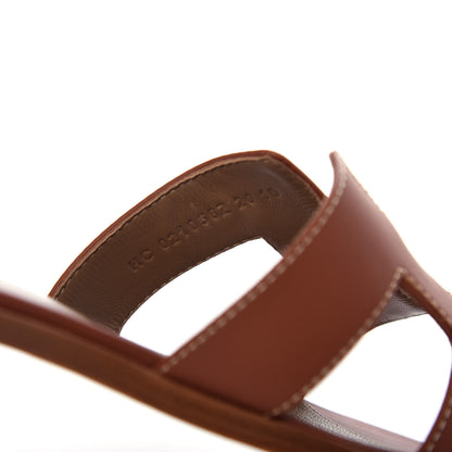 Hermes Box Calfskin Oran Sandals 37.5 Gold 10 of 11