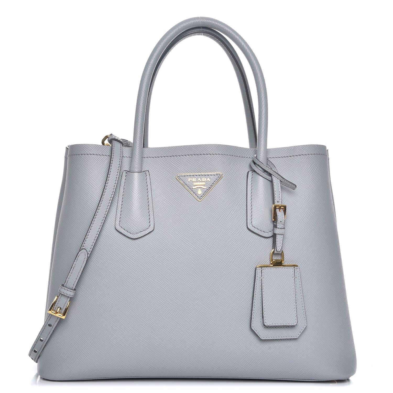 Prada Saffiano Cuir Large Double Bag Granito Acquamarina 1 of 10