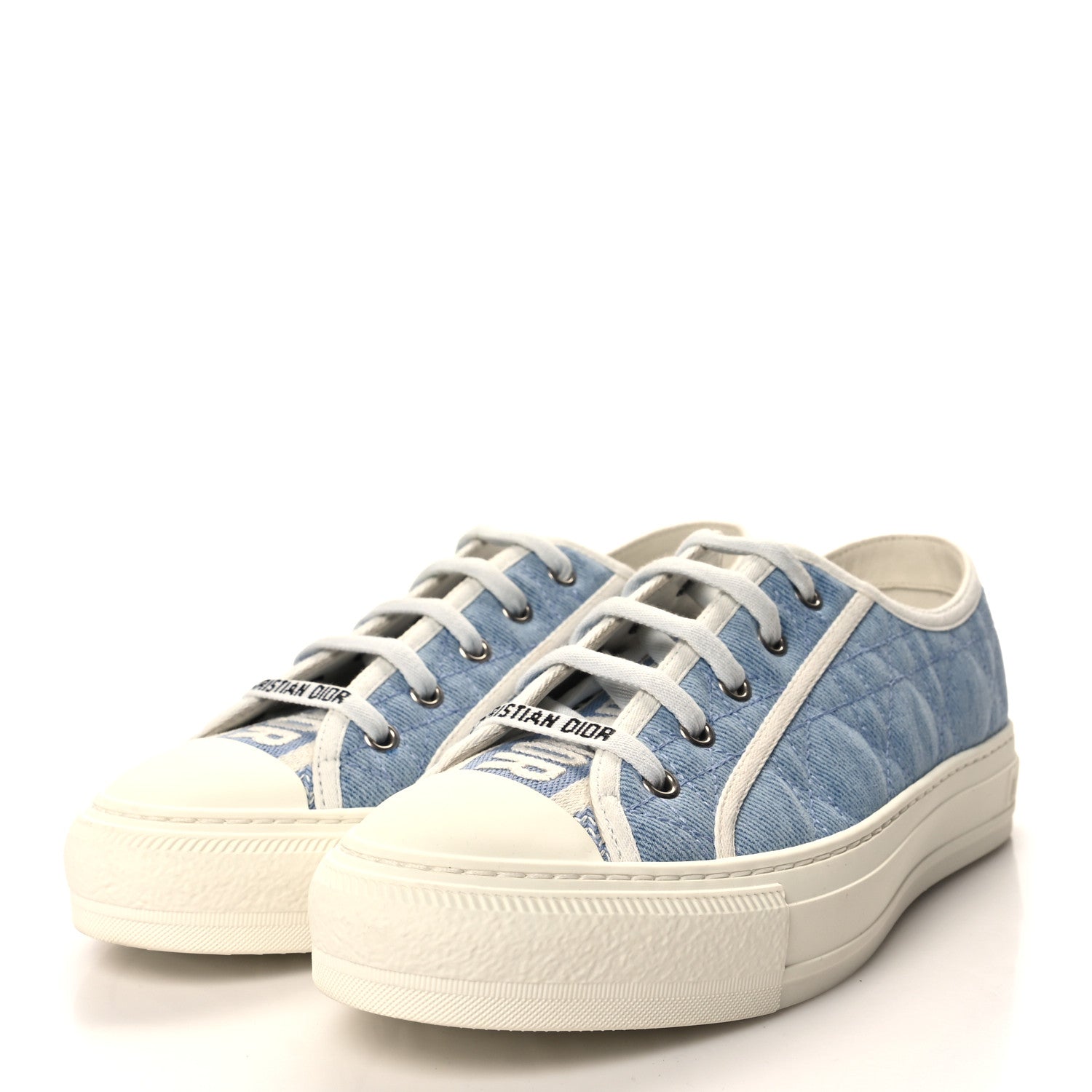 Christian Dior Denim Cannage Walk'N'Dior Low Top Sneakers 39.5 Dynamic Blue 3 of 10