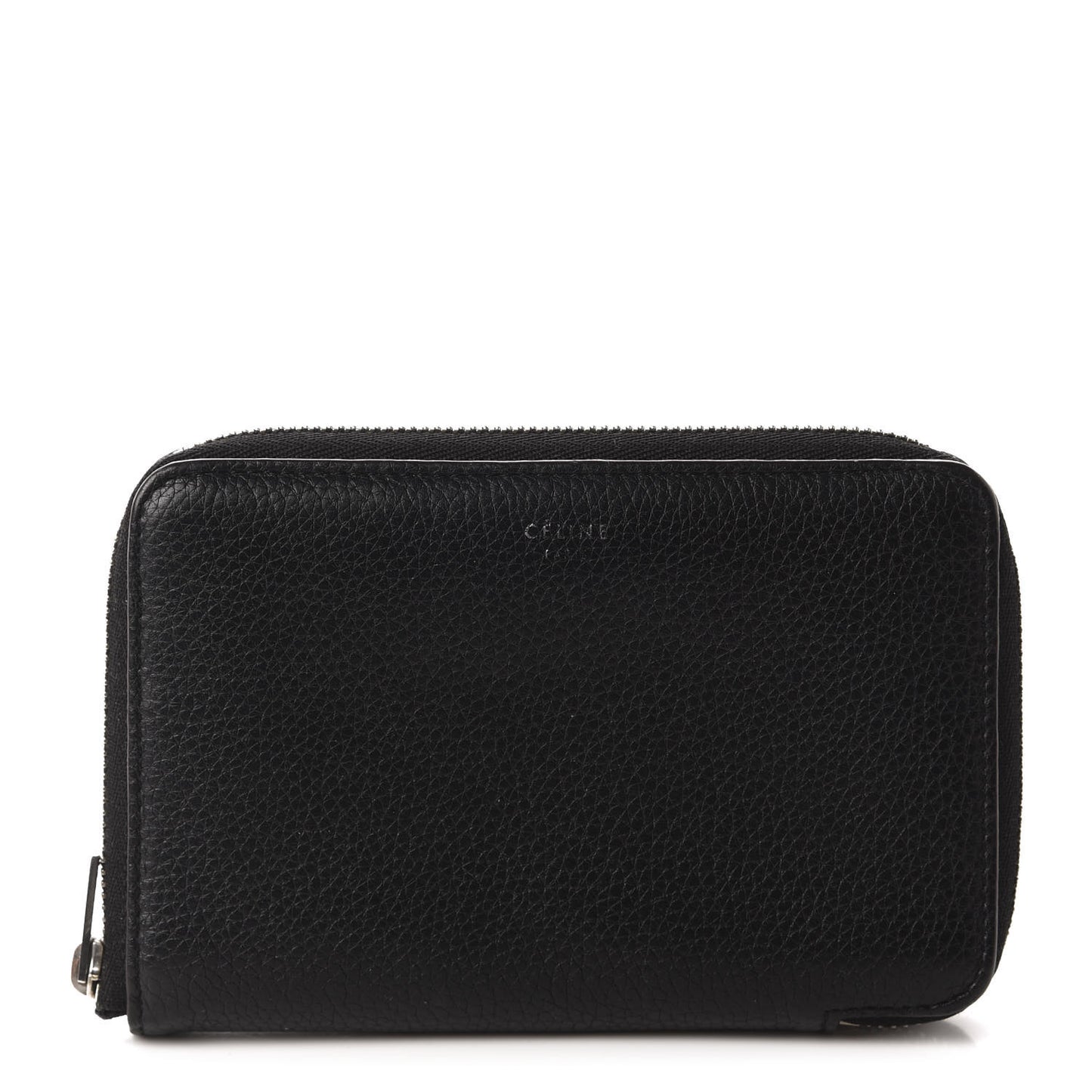 Drummed Calfskin Zip Around Multifunction Wallet Black Citron