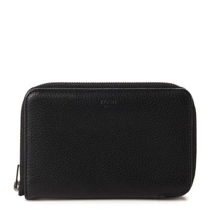 Celine Drummed Calfskin Zip Around Multifunction Wallet Black Citron 1 of 7