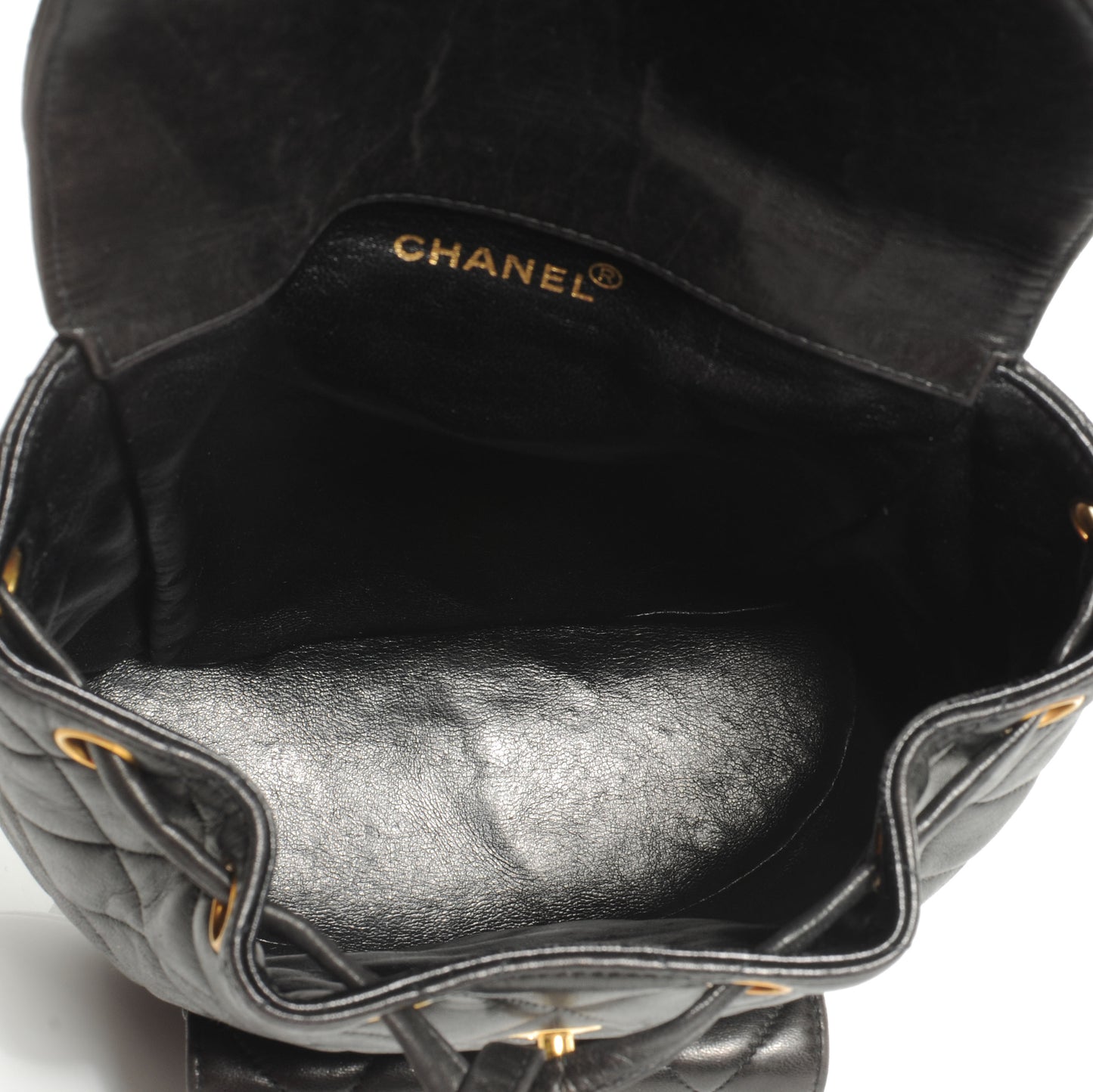 Lambskin Quilted Backpack Black