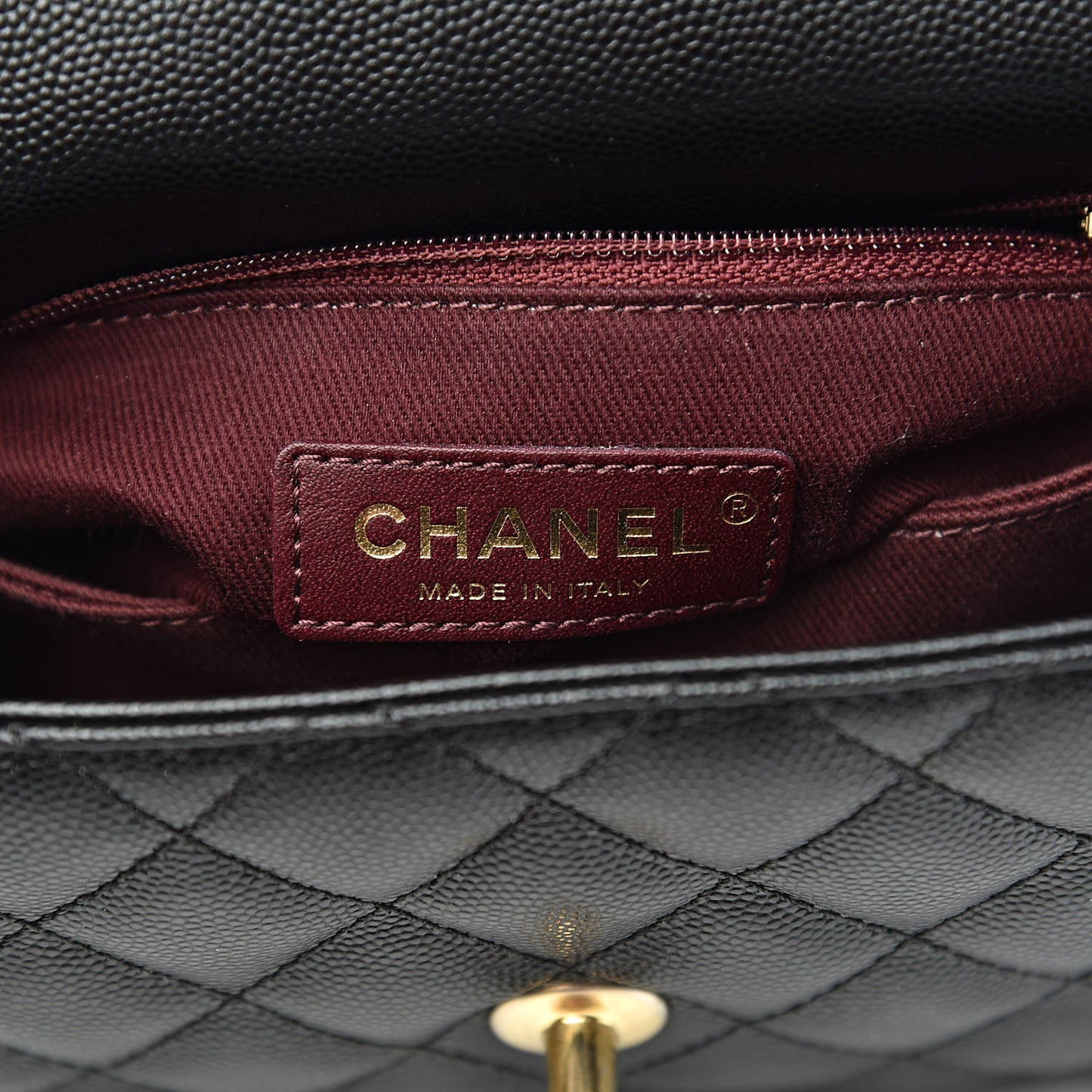 Caviar Quilted Mini Coco Handle Flap Black
