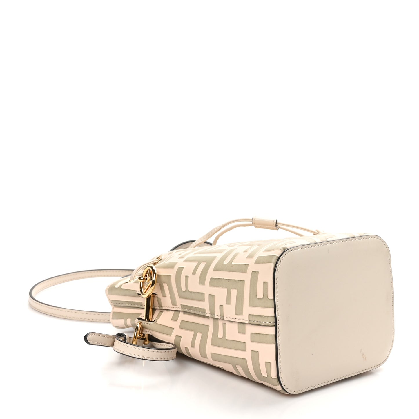Vitello Liberty F is Fendi Bi-Color FF 1974 Embossed Mini Mon Tresor Bucket Bag Camelia Mandorlo