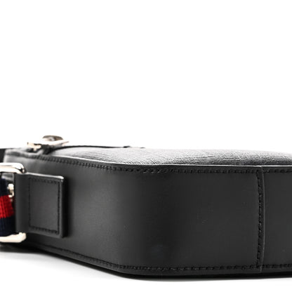 Gucci GG Supreme Monogram Appia Calfskin Web Small Camera Messenger Bag Black Grey 9 of 10