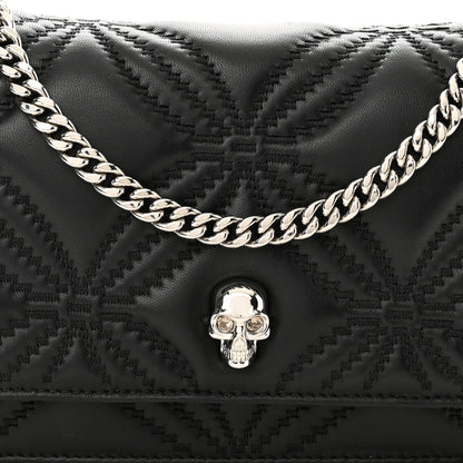 Alexander McQueen Lambskin Floral Stitched Skull Mini Crossbody Bag Black 7 of 9