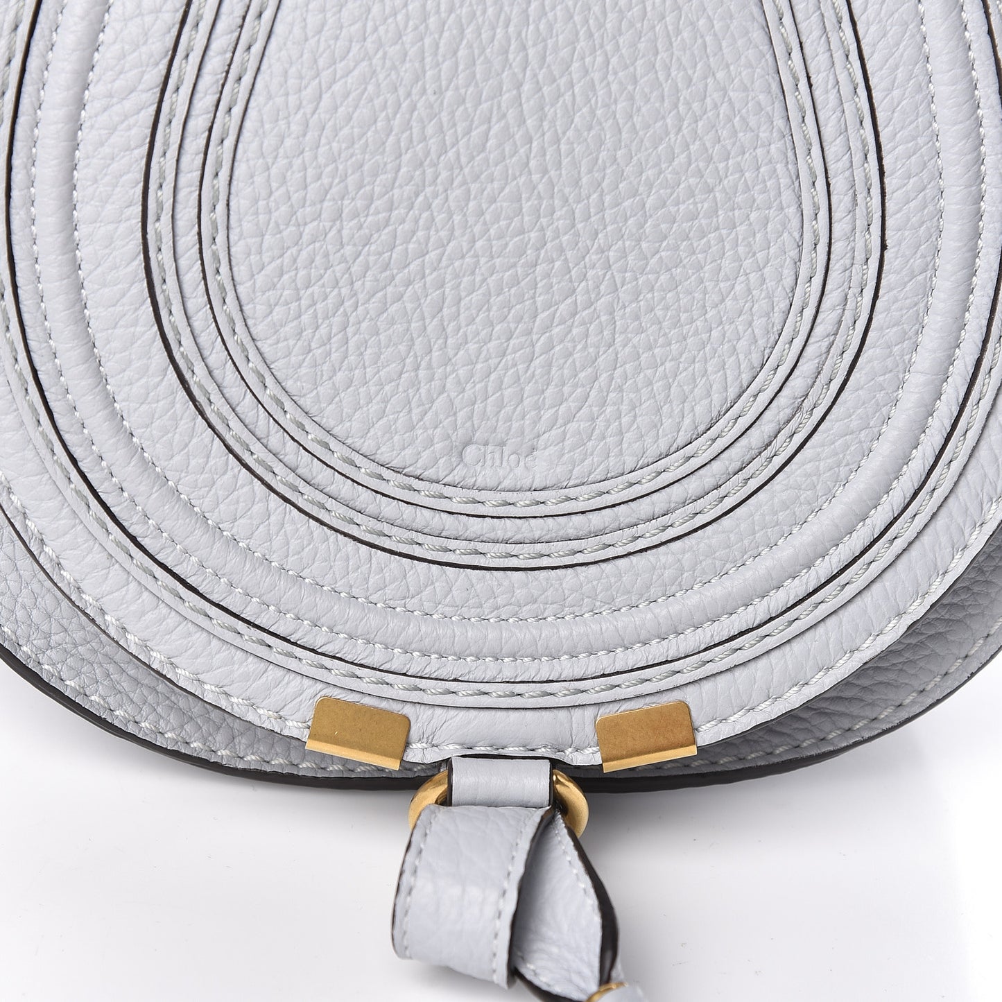 Calfskin Mini Marcie Round Crossbody Bag Airy Grey