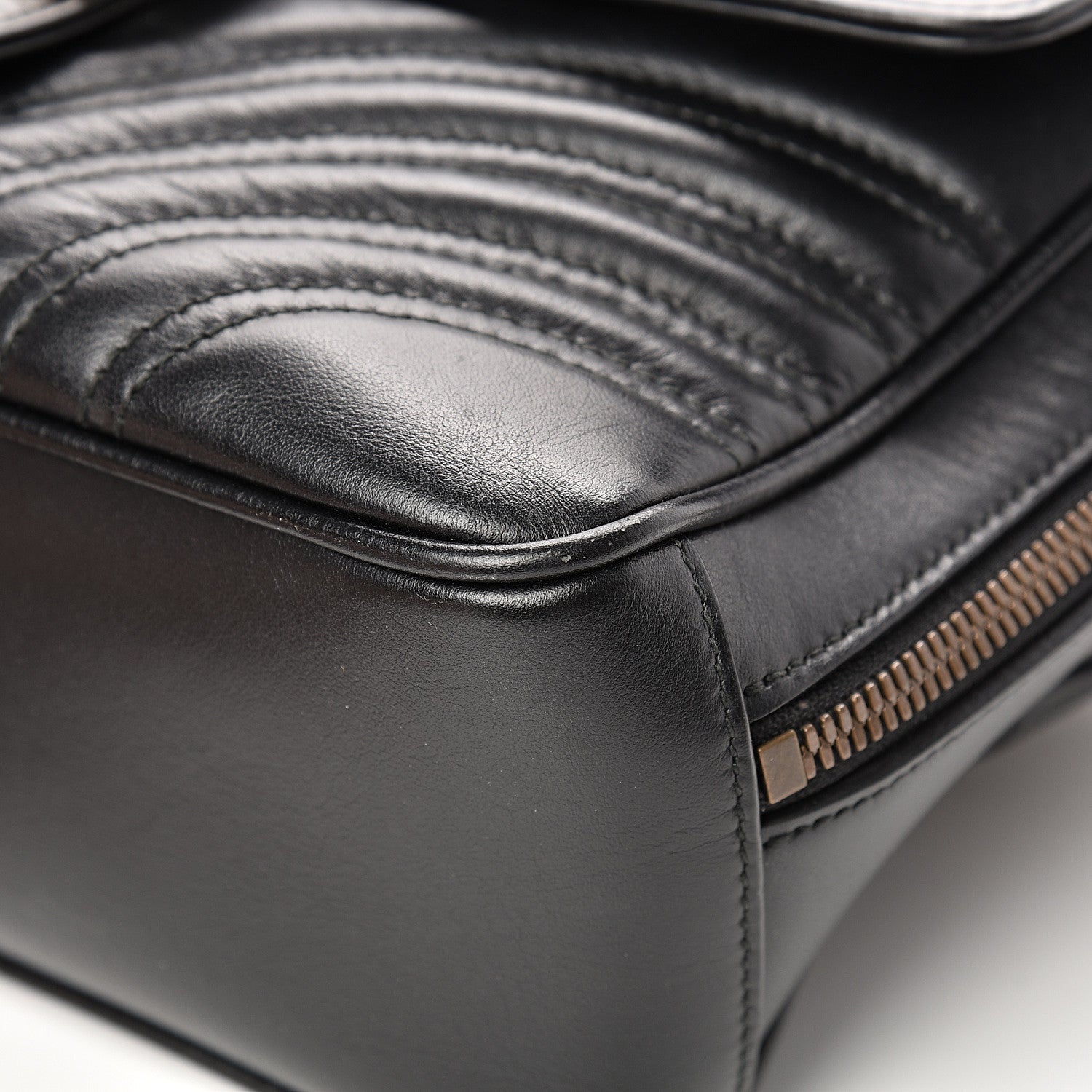 Gucci Calfskin Matelasse Sylvie Web Small GG Marmont Top Handle Shoulder Bag Black 9 of 16