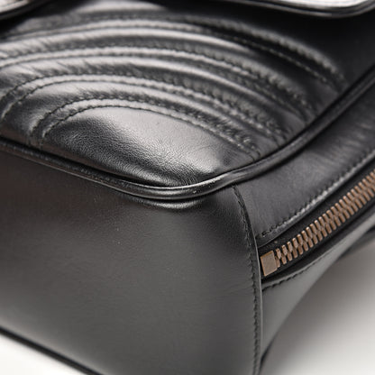 Gucci Calfskin Matelasse Sylvie Web Small GG Marmont Top Handle Shoulder Bag Black 9 of 16