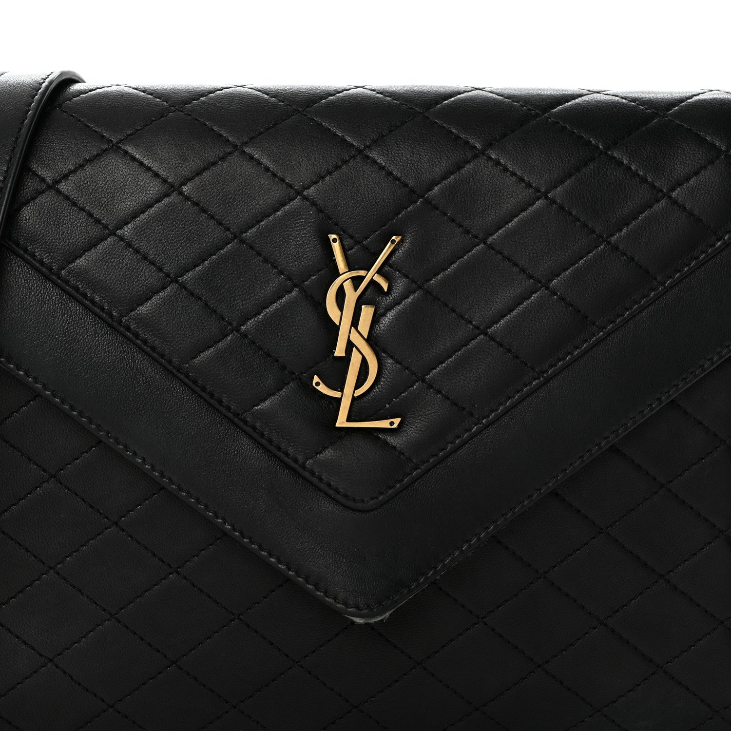 Saint Laurent Calfskin Quilted Lacquered Gaby Satchel Black 9 of 12