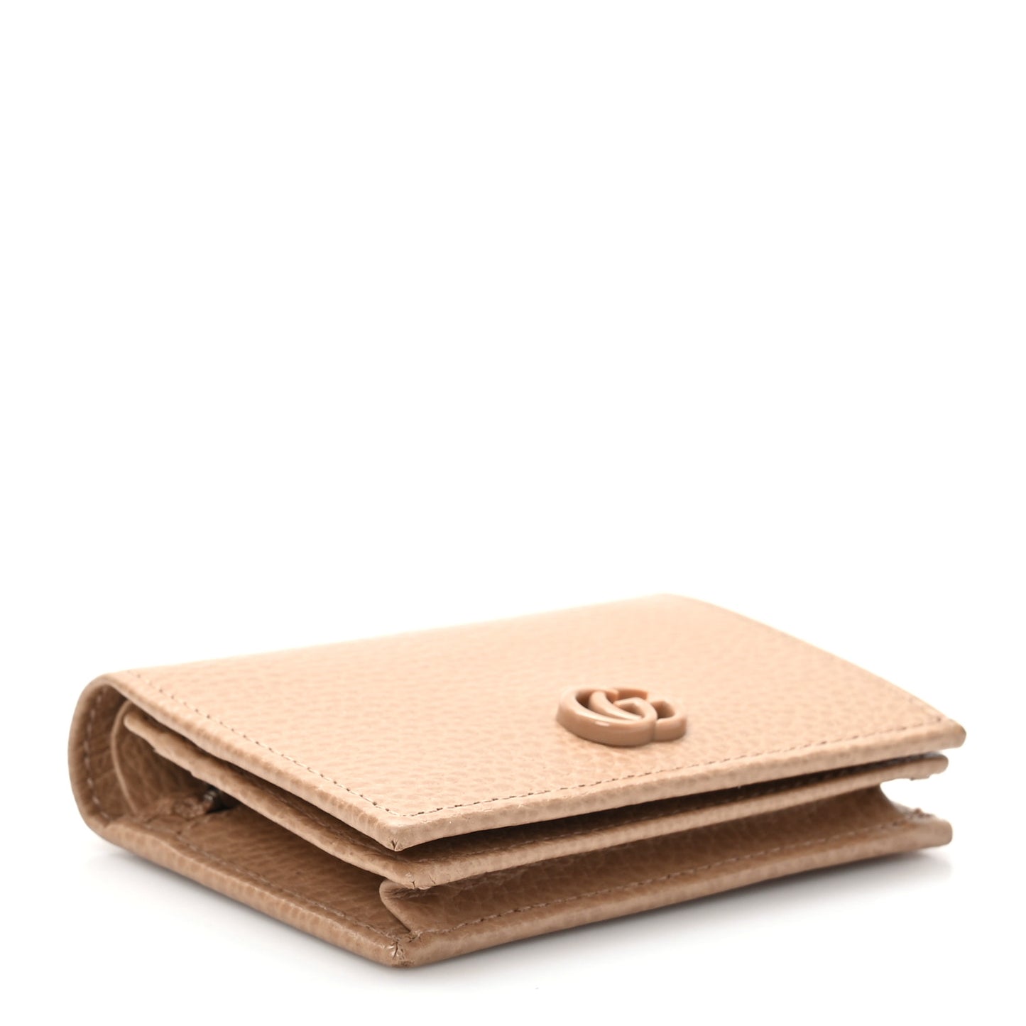Dollar Calfskin Enamel Monochrome GG Marmont Card Case Camelia