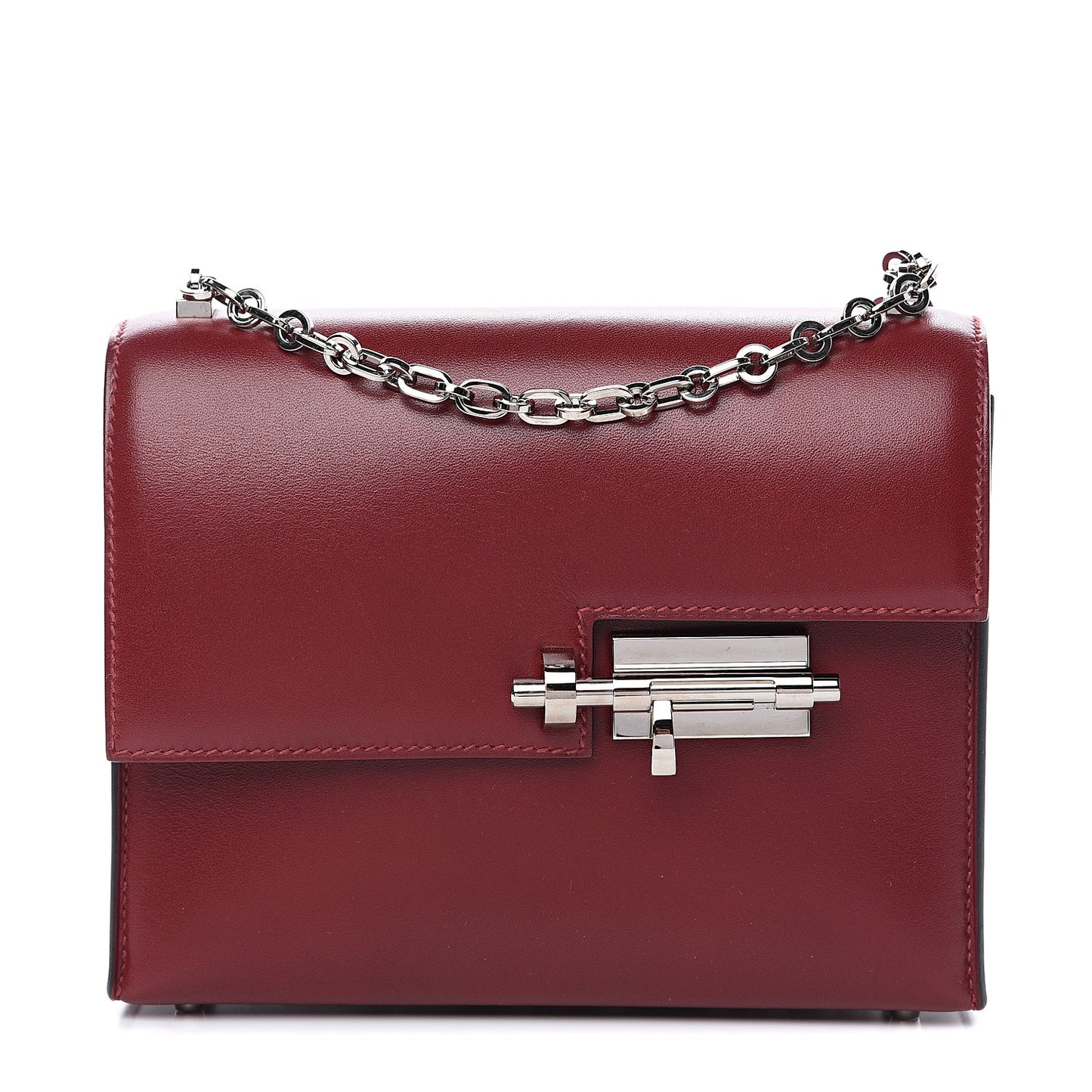 Tadelakt Mini Verrou Chaine Bag Rouge H