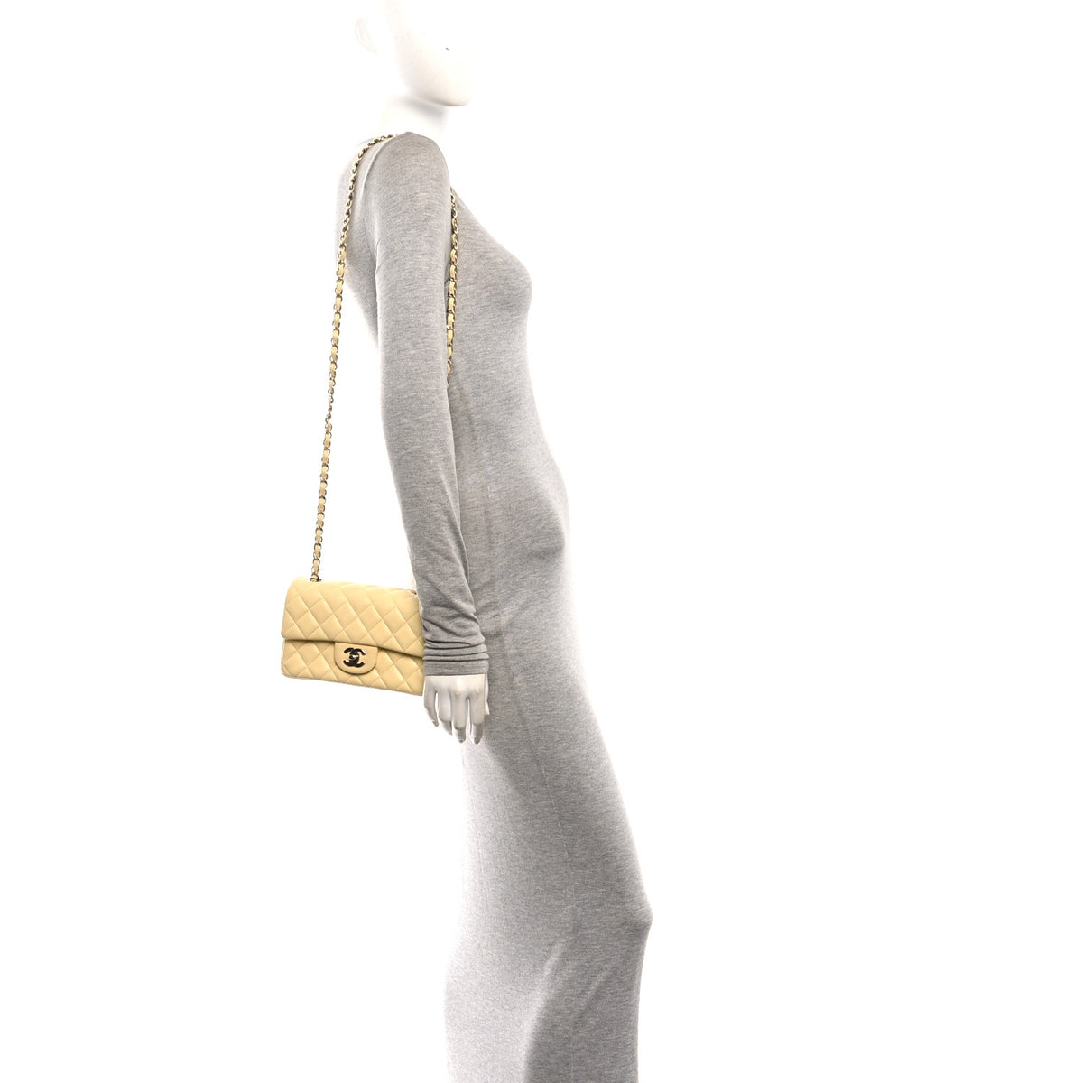 Chanel Lambskin Quilted Mini Rectangular Flap Light Yellow 2 of 12