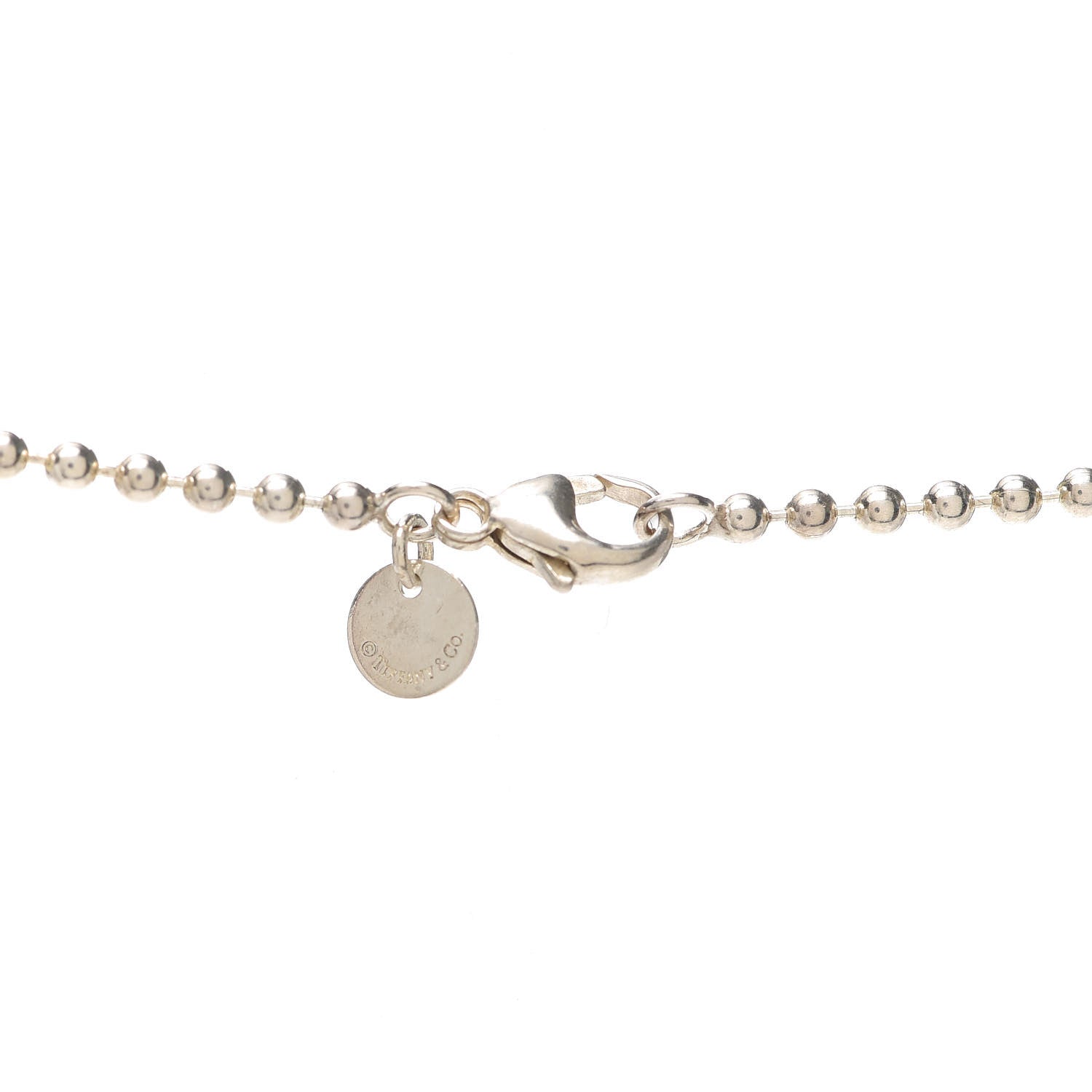 Tiffany Sterling Silver Heart Key Bead Chain Pendant Necklace 5 of 5