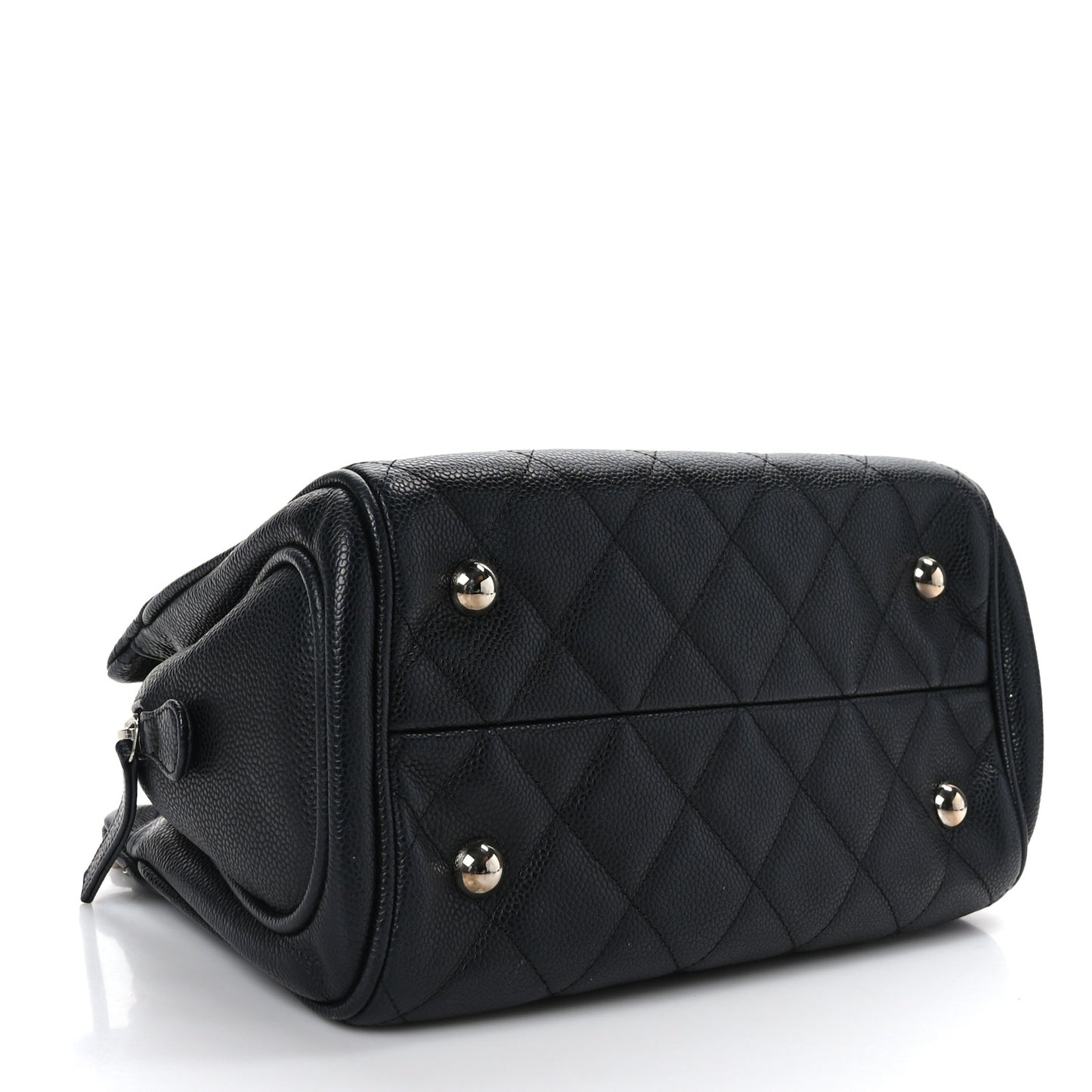 Caviar Quilted Bijoux Chain Shopping Tote Black