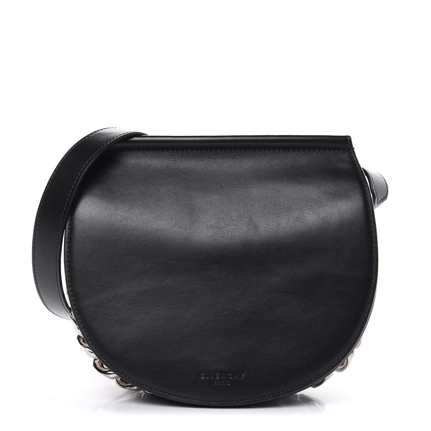 Calfskin Mini Infinity Saddle Bag Black