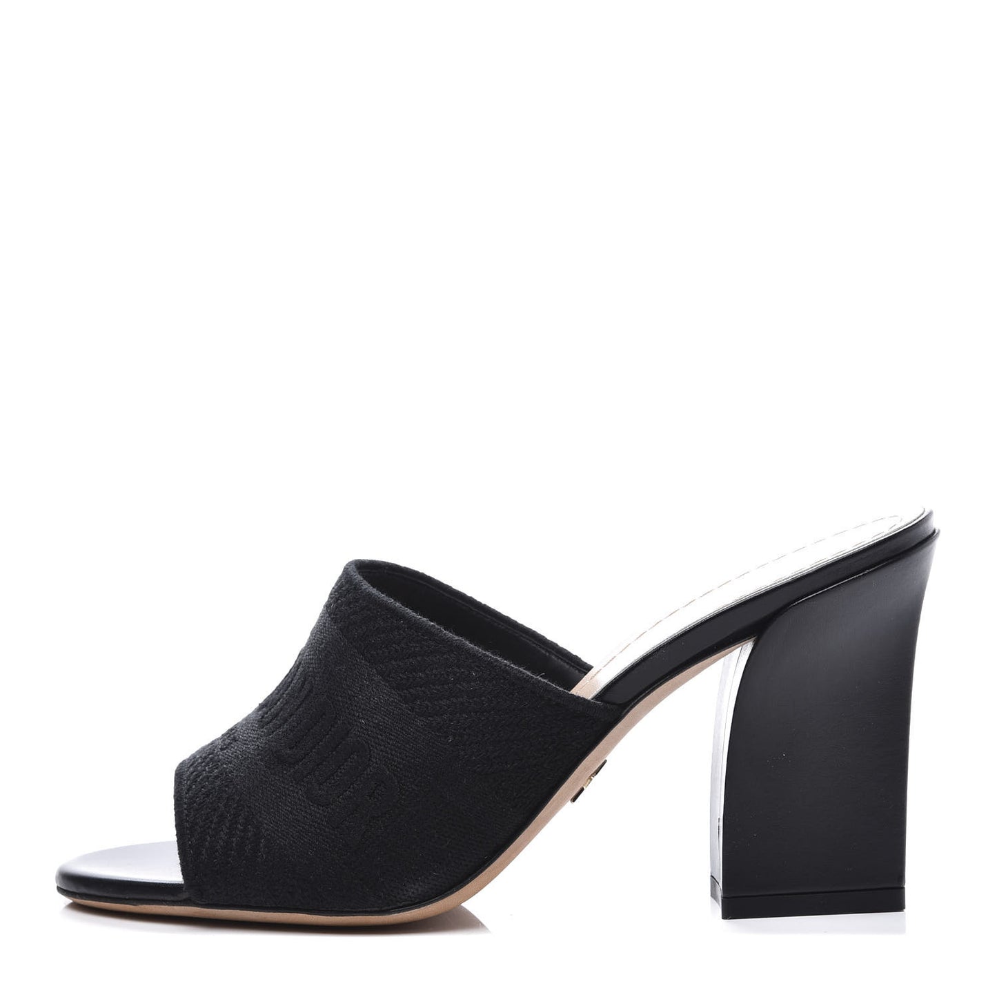 Cotton Embroidered Dway 85mm Slide Sandals 37 Black