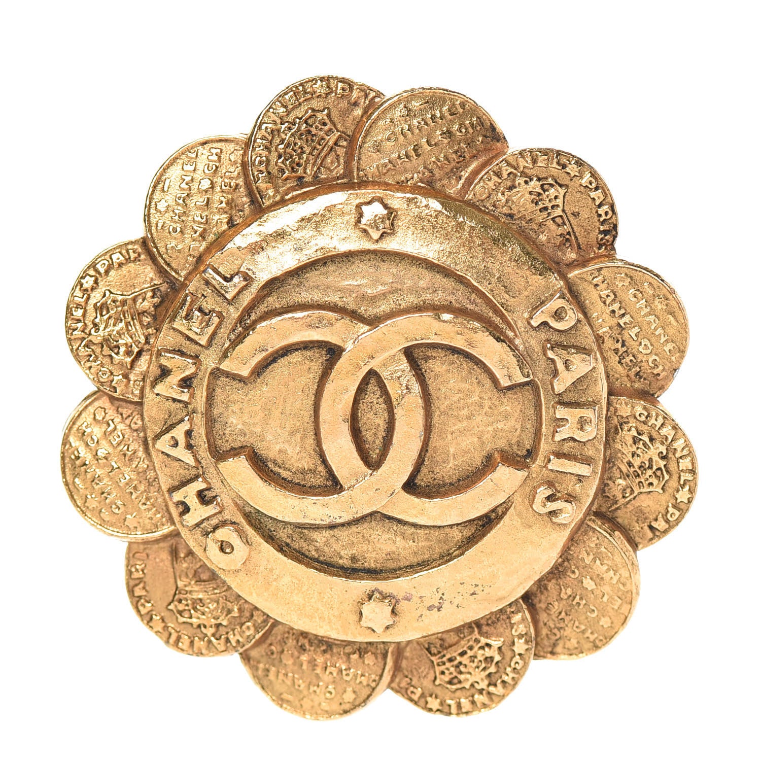 Chanel Metal CC Medallion Brooch Gold 1 of 4