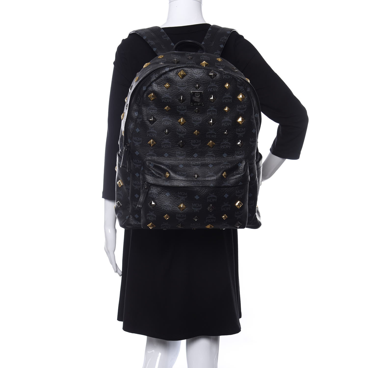 MCM Visetos Medium Studded Stark Backpack Black 2 of 13