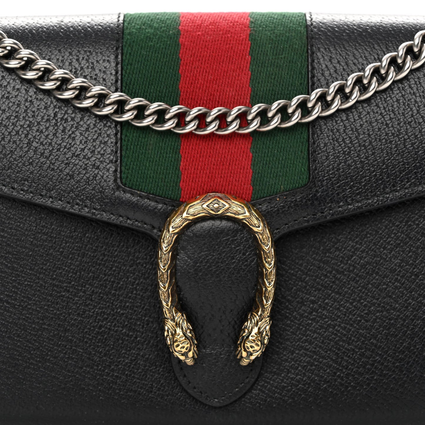 Calfskin Web Mini Dionysus Chain Wallet Black