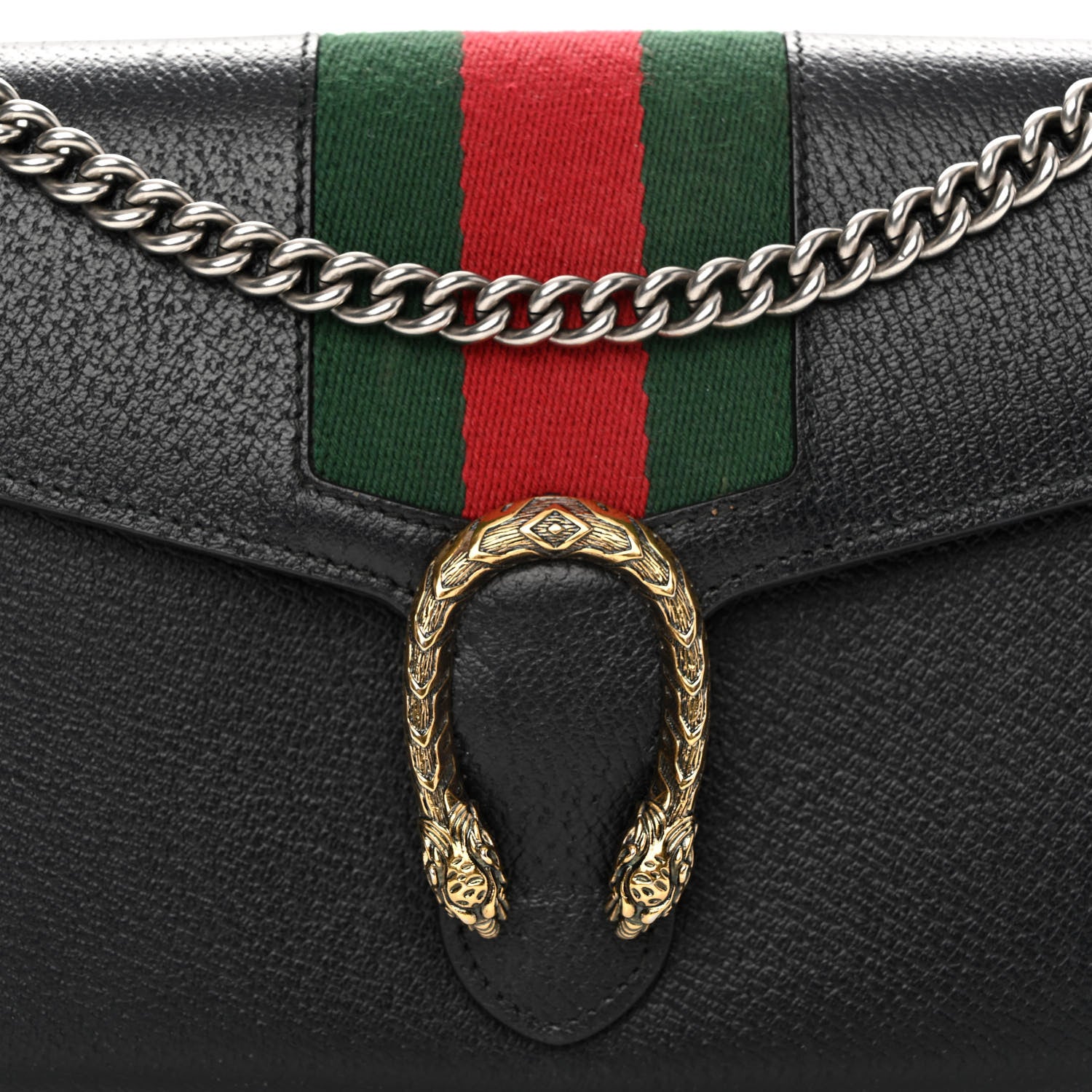 Gucci Calfskin Web Mini Dionysus Chain Wallet Black 8 of 10