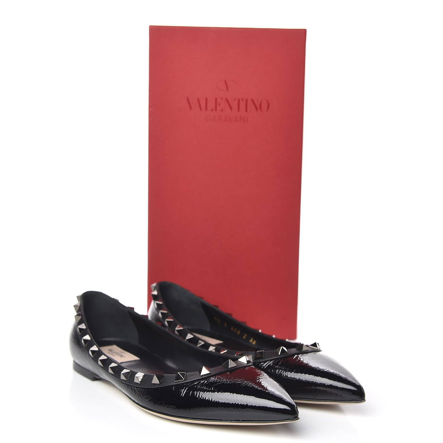 Valentino Garavani Patent Rockstud Ballerina Flats 38 Black 11 of 11