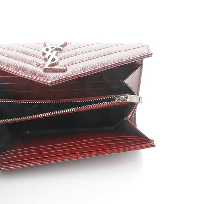 Saint Laurent Grain De Poudre Matelasse Chevron Monogram Wallet Palissandre 5 of 7