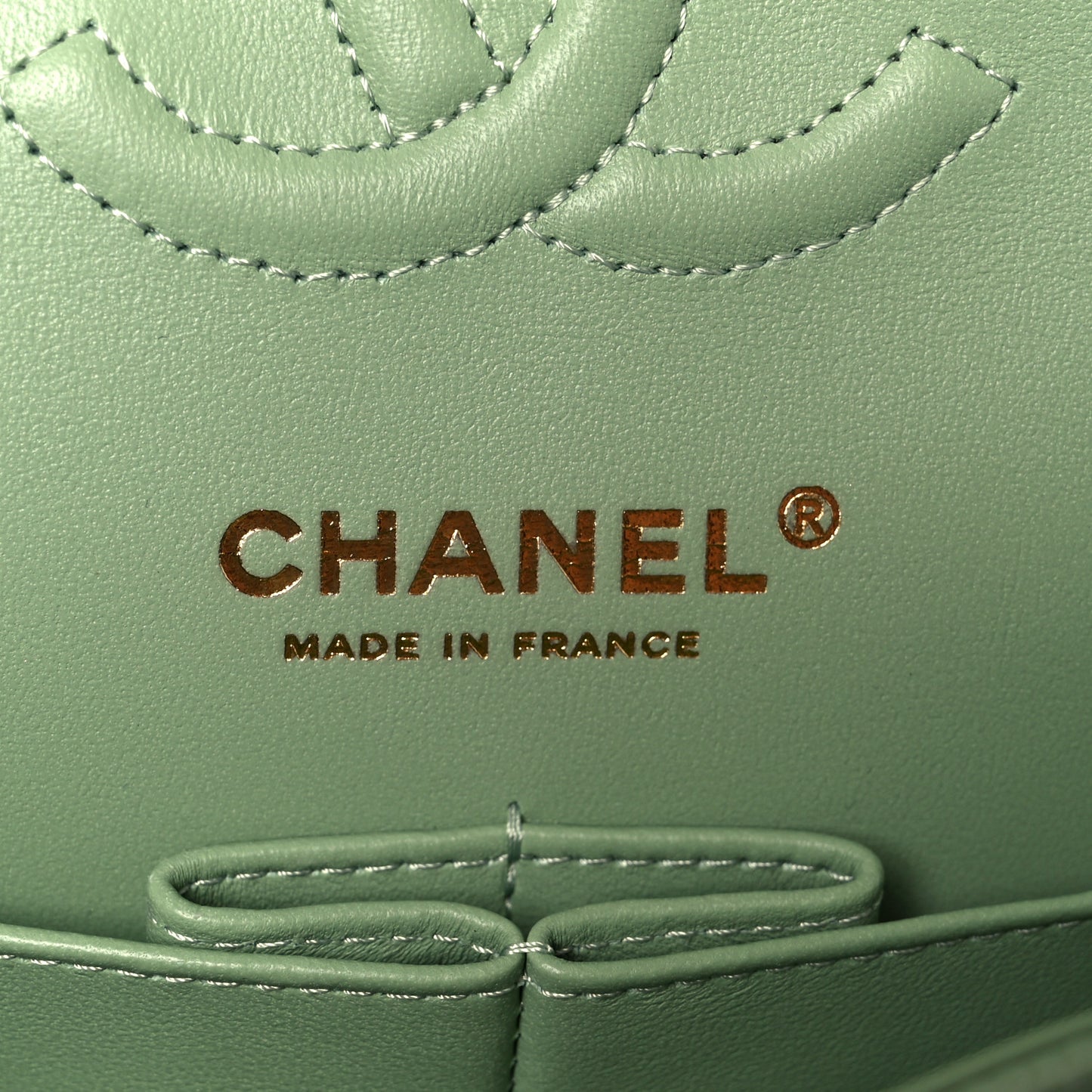 Caviar Quilted Small Double Flap Light Green