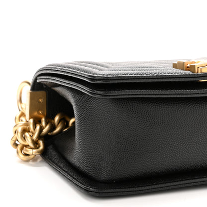 Chanel Caviar Chevron Quilted Small Boy Flap Black 17 of 21