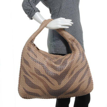 Bottega Veneta Nappa Snakeskin Intrecciato Maxi Veneta Tiger Print Hobo Maple 2 of 8