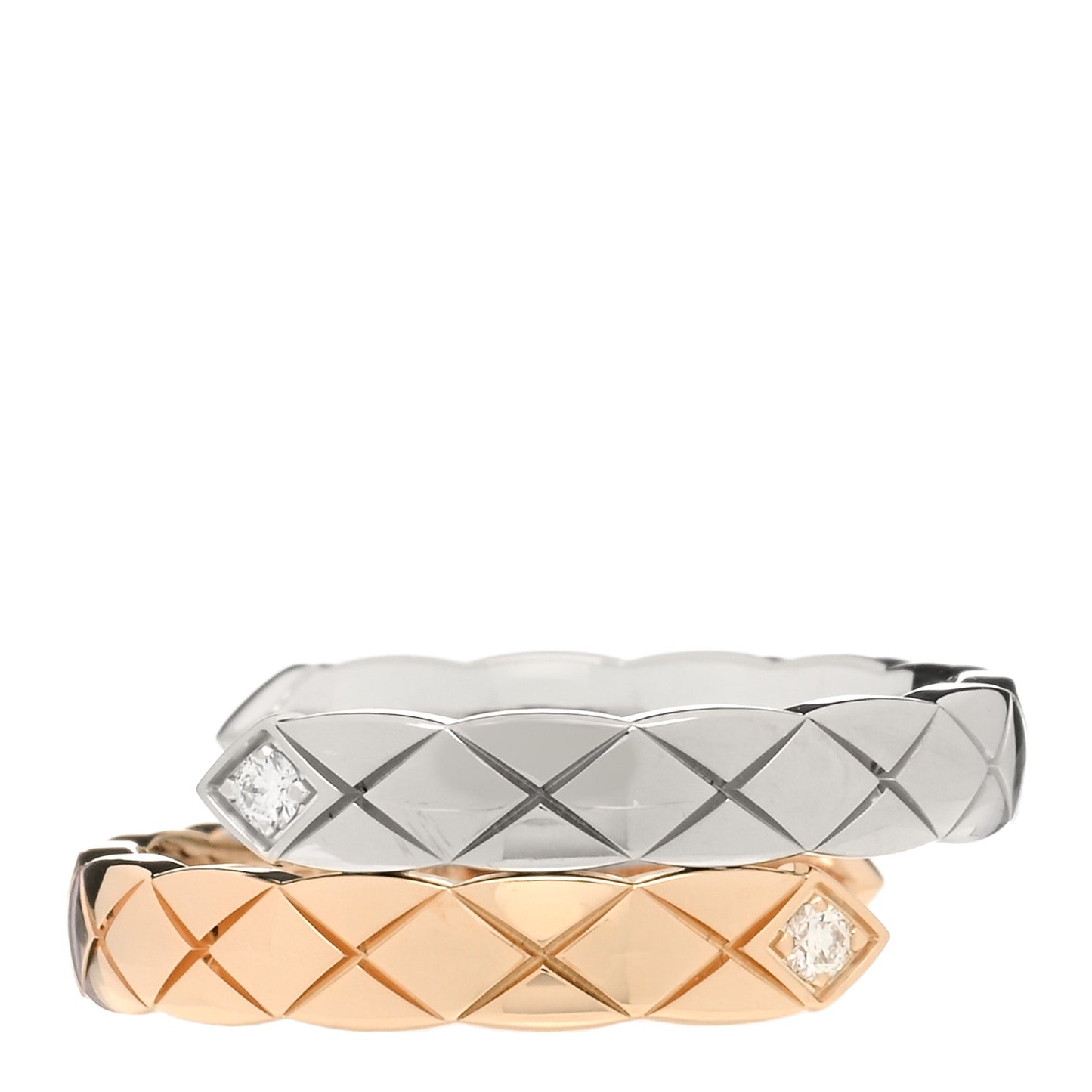 18K White Beige Gold Diamond Coco Crush Toi et Moi Ring 50 5.25