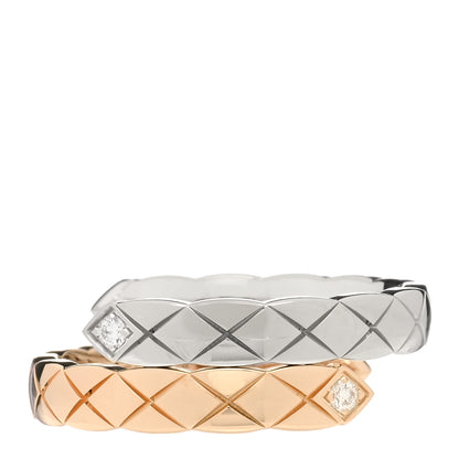 Chanel 18K White Beige Gold Diamond Coco Crush Toi et Moi Ring 50 5.25 1 of 4