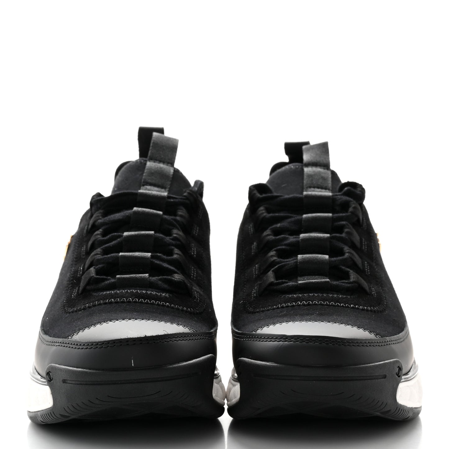 Velvet Calfskin Mixed Fibers CC Sneakers 38 Black