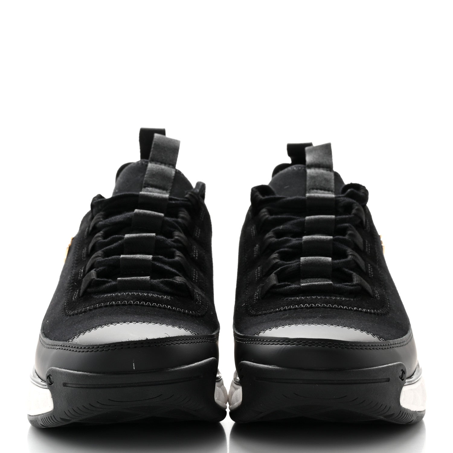 Chanel Velvet Calfskin Mixed Fibers CC Sneakers 38 Black 2 of 13