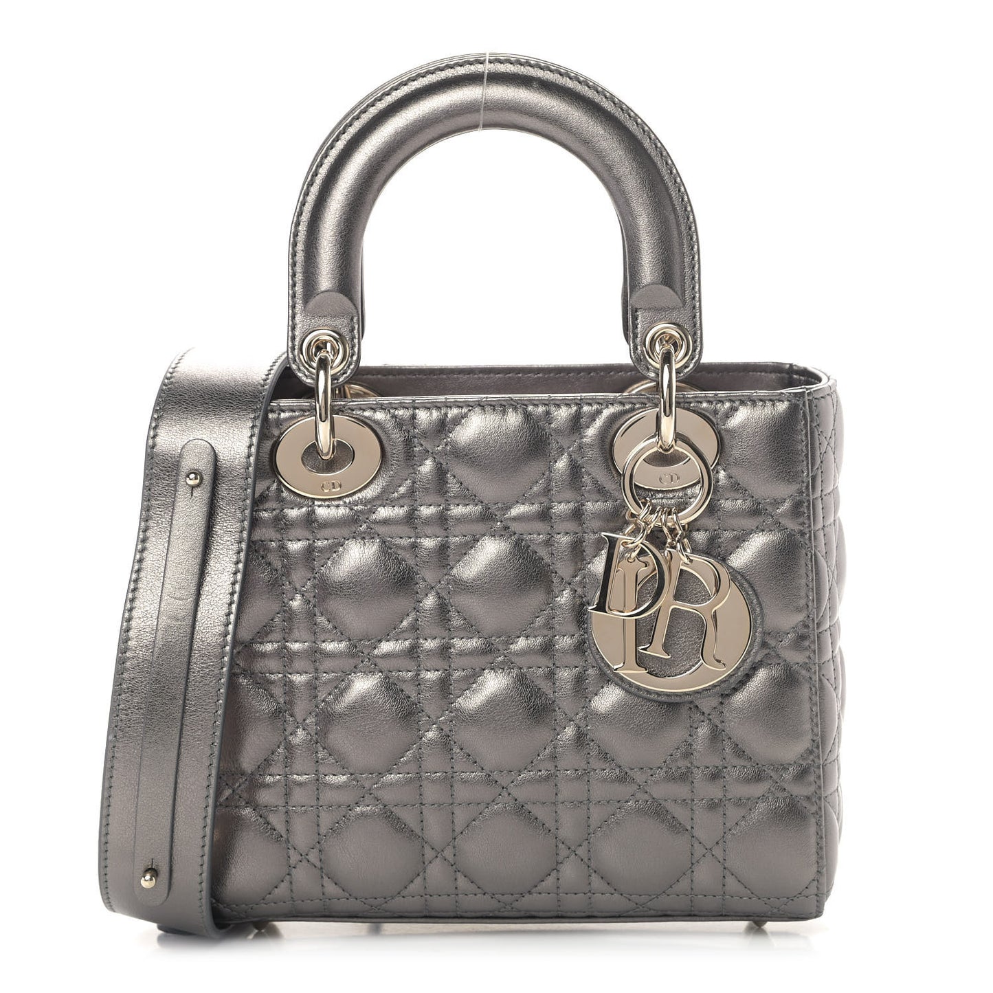 Metallic Grained Calfskin Cannage My ABCDior Lady Dior Gunmetal